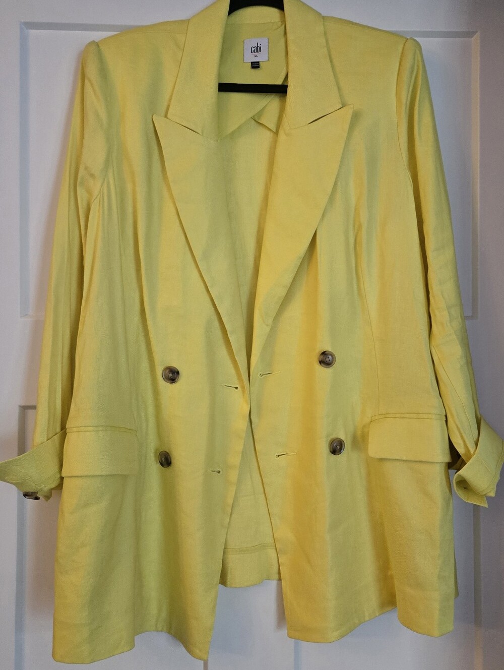 CAbi Bright Yellow Double-Breasted Blazer
